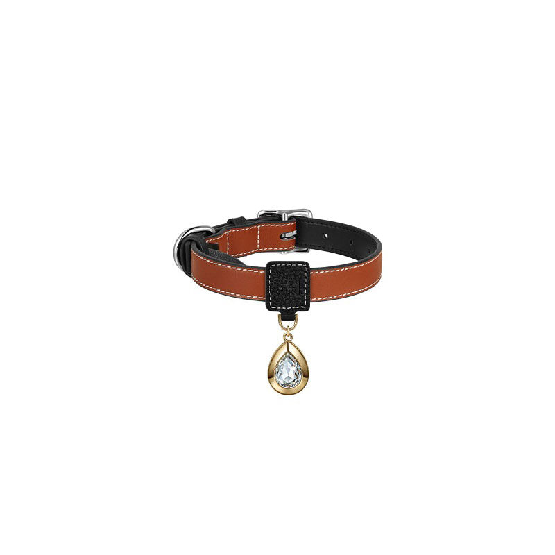 Luxury Pet Gemstone Accessories Dog Collar brown