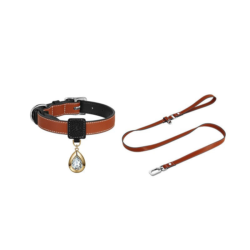 Luxury Pet Gemstone Accessories Dog Collar brown