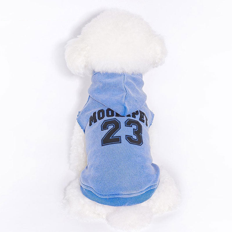 College Tie Hoodie Blue Dog Sweatshirt