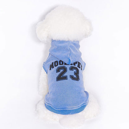 College Tie Hoodie Blue Dog Sweatshirt