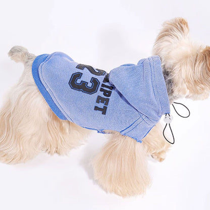 College Tie Hoodie Blue Dog Sweatshirt