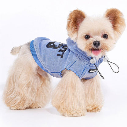 College Tie Hoodie Blue Dog Sweatshirt