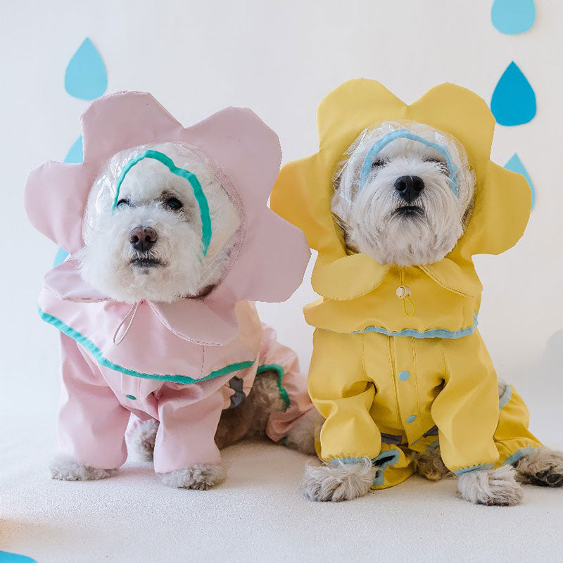 Cute Flower Dog Full Wrap Raincoat