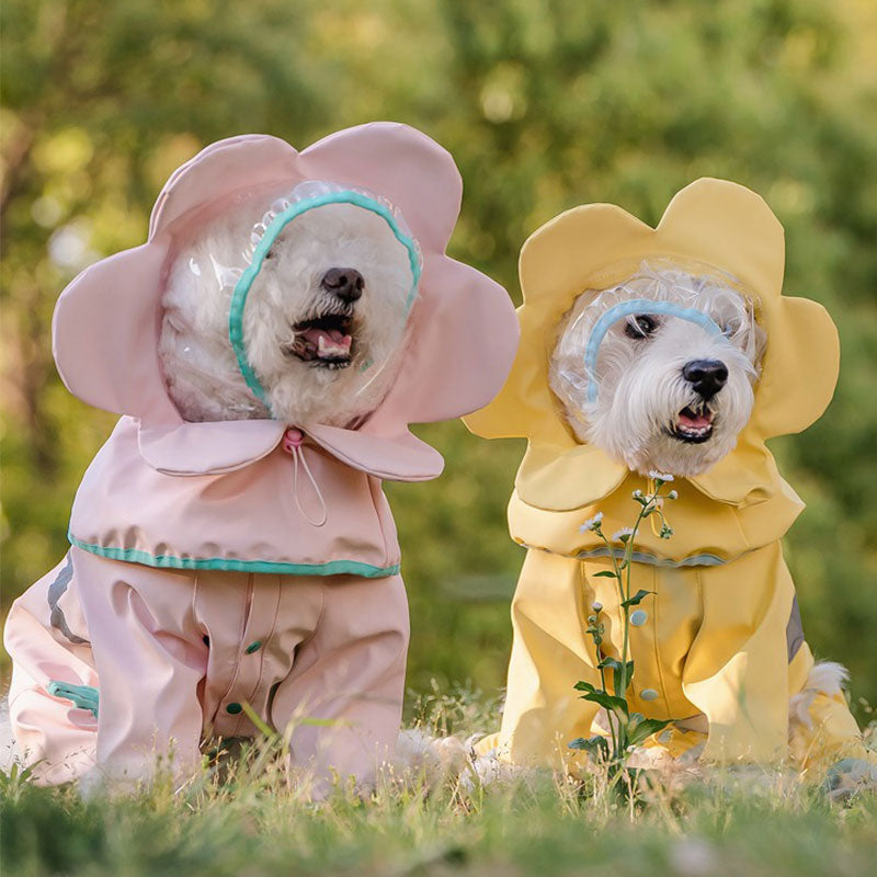 Cute Flower Dog Full Wrap Raincoat