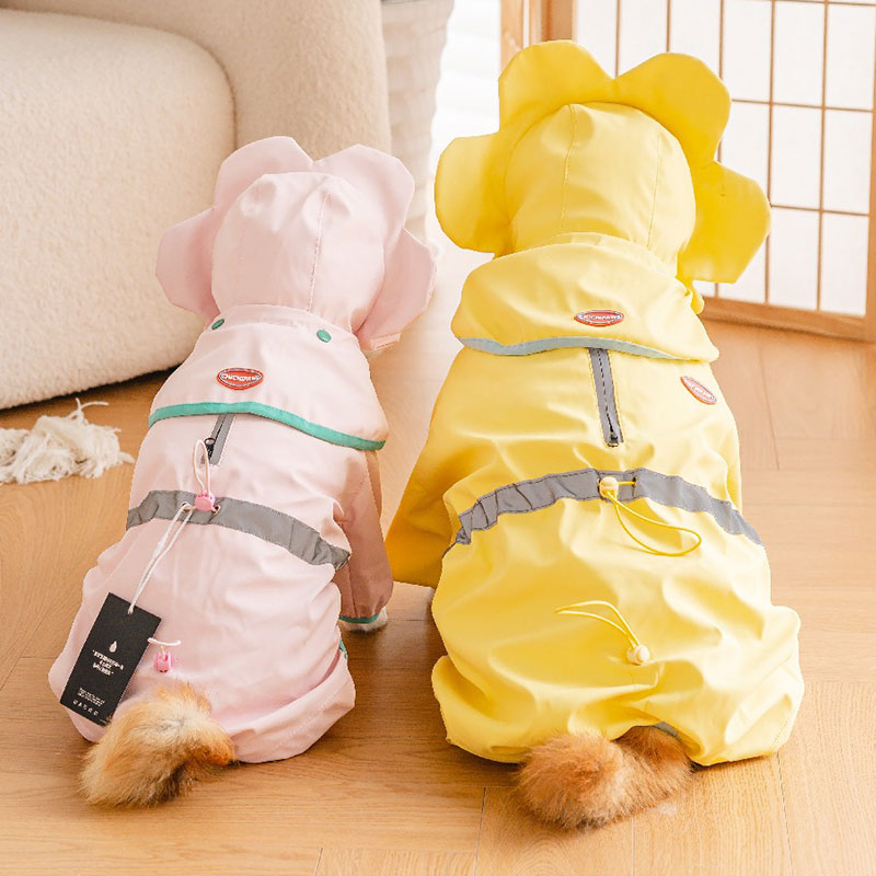 Cute Flower Dog Full Wrap Raincoat