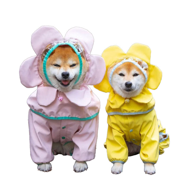 Cute Flower Dog Full Wrap Raincoat