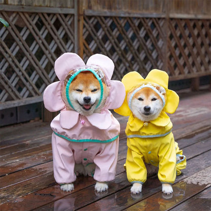 Cute Flower Dog Full Wrap Raincoat