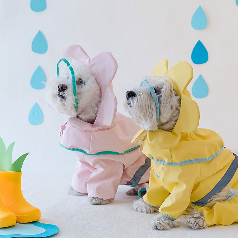 Cute Flower Dog Full Wrap Raincoat