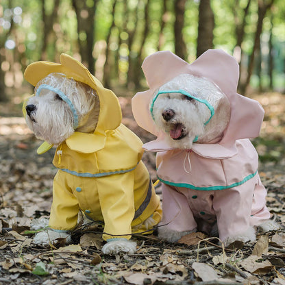 Cute Flower Dog Full Wrap Raincoat