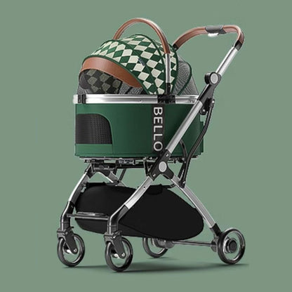 Deluxe Detachable Dog Stroller Green