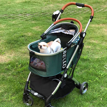 Deluxe Detachable Dog Stroller Green