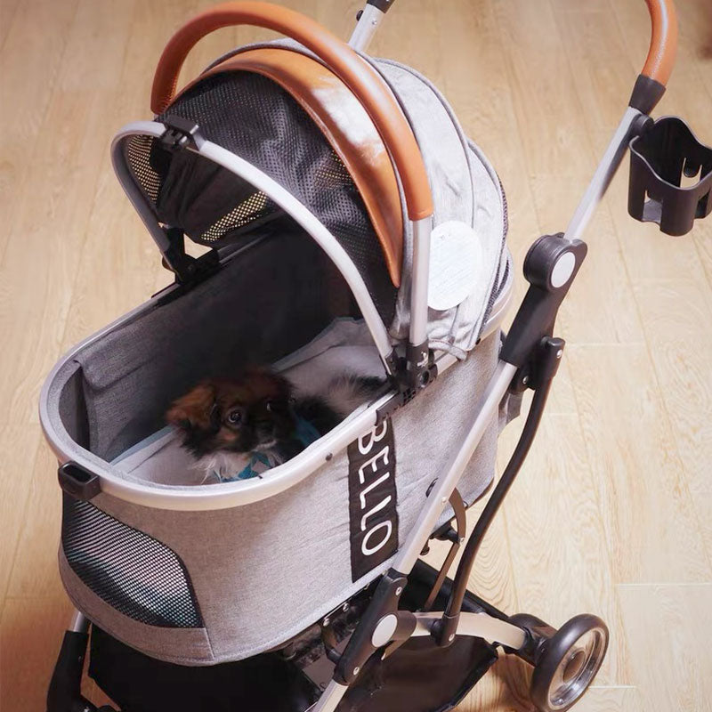 Deluxe Detachable Dog Stroller Grey