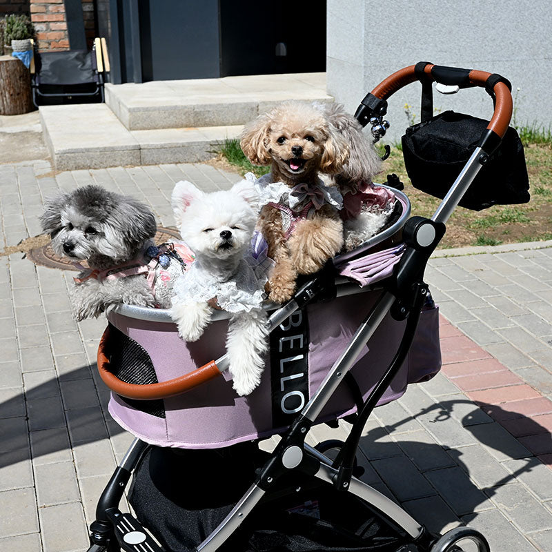 Convertible Design: Switch between stroller and carrier modes effortlessly. Easy Navigation: Sturdy wheels with 360-degree swivel for smooth, easy control. Sophisticated Style: Modern grey finish with ample storage for treats and essentials. Travel-Friendly: Lightweight and foldable for easy storage and transport. Comfort-First: Padded interior with a secure safety tether and breathable mesh windows.