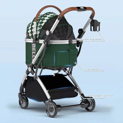 Deluxe Detachable Dog Stroller Green