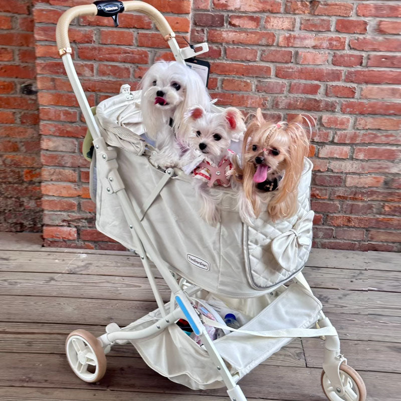 Elegant Bow All-in-One Dog Stroller Pram