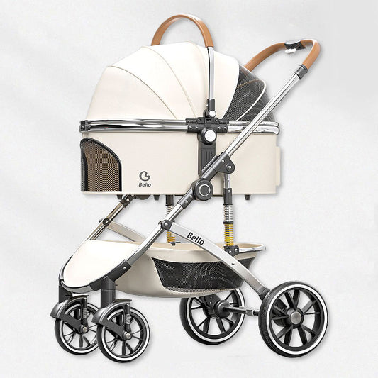 Large Shock-Absorbing Dog Stroller White