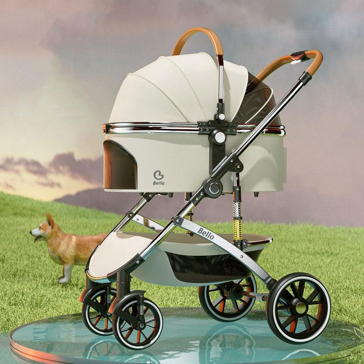 Large Shock-Absorbing Dog Stroller White