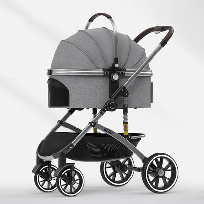 Large Shock-Absorbing Dog Stroller Grey