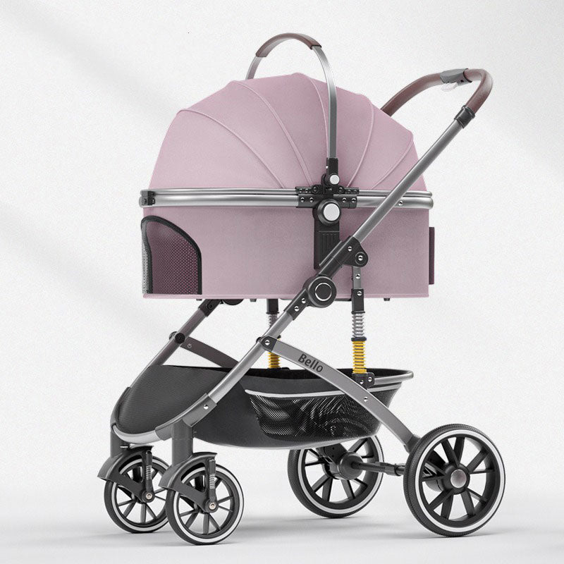 Large Shock-Absorbing Dog Stroller Pink