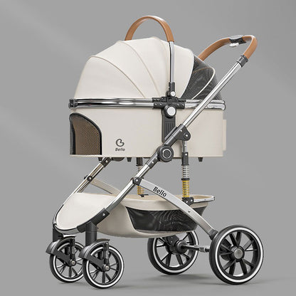 Large Shock-Absorbing Dog Stroller White