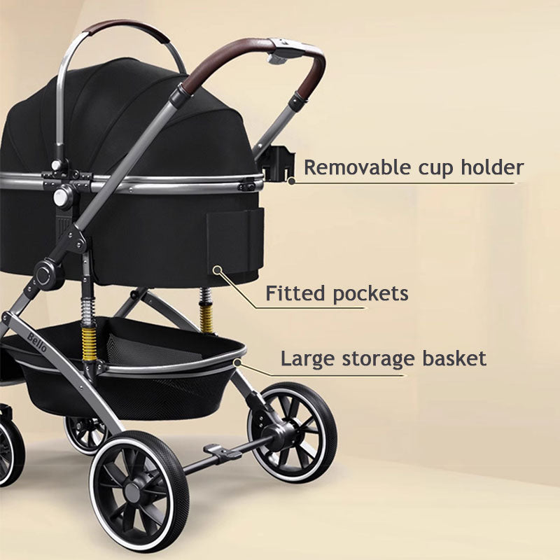 Large Shock-Absorbing Dog Stroller Black