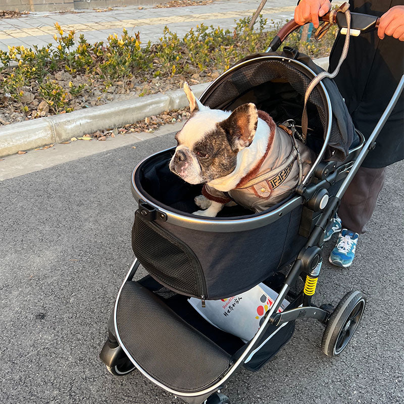 Large Shock-Absorbing Dog Stroller Black