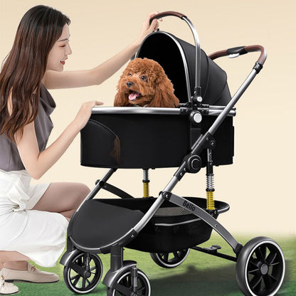 Large Shock-Absorbing Dog Stroller Black