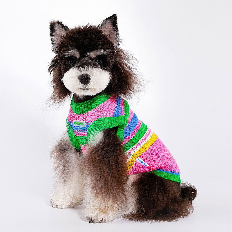 Rainbow Knit Dog Sweater Vest