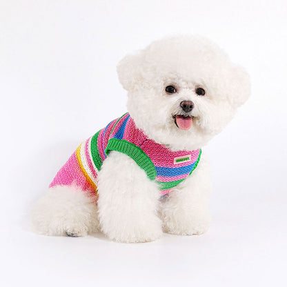 Rainbow Knit Dog Sweater Vest