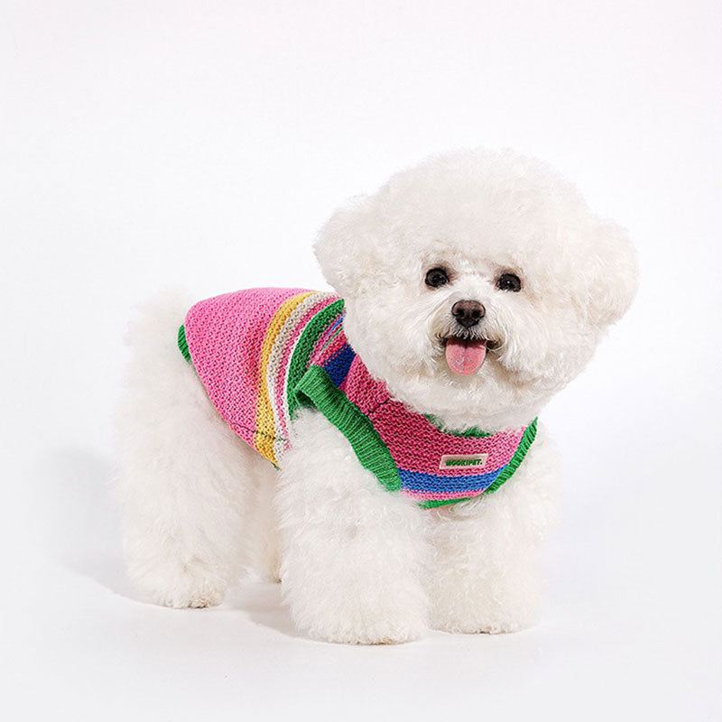 Rainbow Knit Dog Sweater Vest