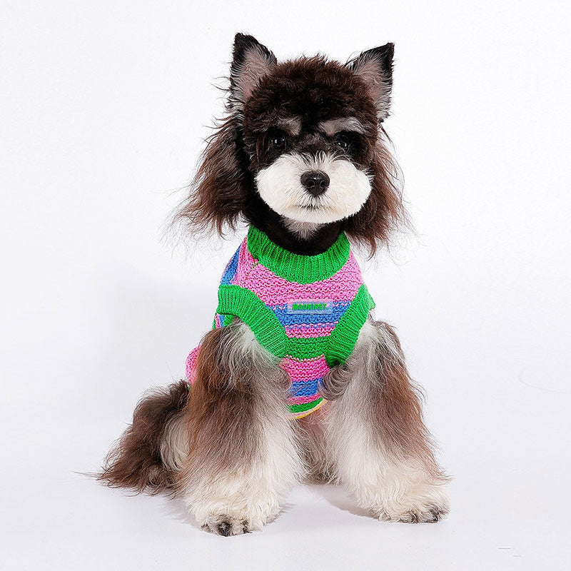 Rainbow Knit Dog Sweater Vest