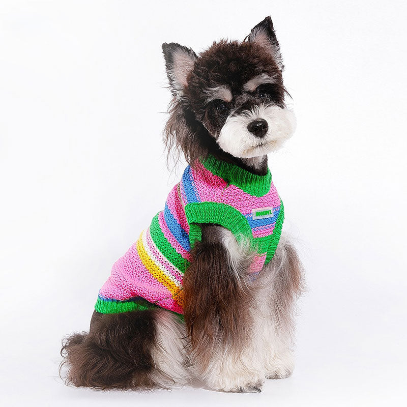 Rainbow Knit Dog Sweater Vest